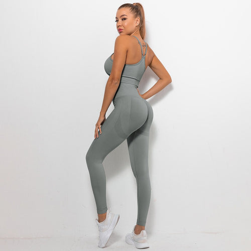 Load image into Gallery viewer, Seamless Yoga Set Spandex Sports Bra Tights Pants Two Piece Sets Womens Outifits Fitness Push Up Leggings Gym Workout Clothes

