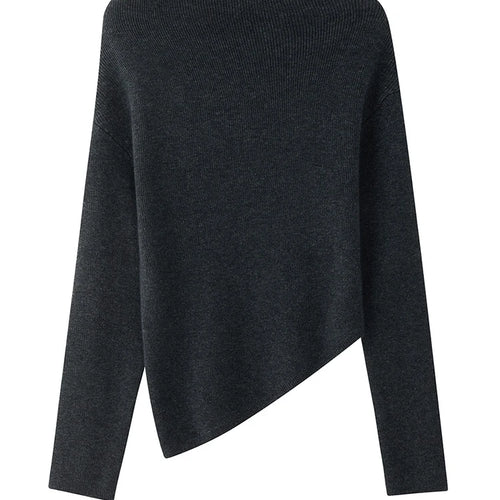 Load image into Gallery viewer, 42% Wool Elegant Knitting Sweater Skew Collar Long Sleeve Women Pullovers New Fashion Tide Spring Autumn 2025 1DH9240
