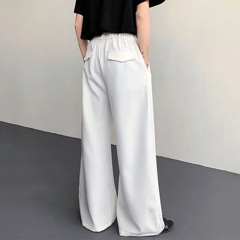 Men's Suit Pants Spring Loose Rivet Solid Color Decoration Wide Leg Fashionable Male Casual Trousers 2025 9W1522