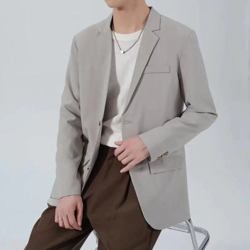 Load image into Gallery viewer, Korean Tide Male Suit Jacket Business Style Turn-down Collar Casual Trendy Top Men's Spring Autumn Loose Simple 9W1217
