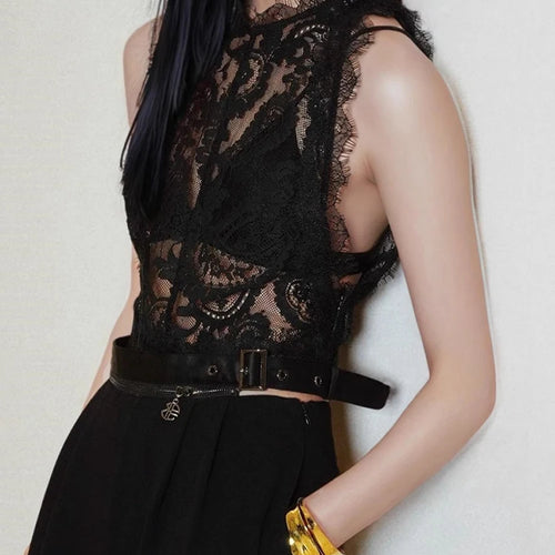 Load image into Gallery viewer, Solid Hollow Out Slimming Vests For Women O Neck Sleeveless Sexy Minimalist Vest Female Fashion Style Clothes New
