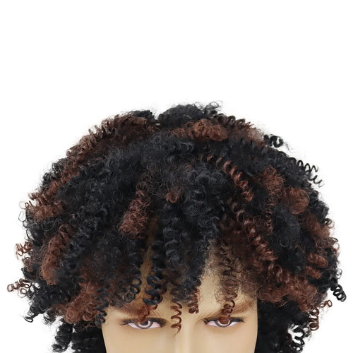 Load image into Gallery viewer, Synthetic Wigs for Men Short Hair Curly Wig with Bangs Natural Wig Afro Hairstyle Male Brown Wig Halloween Costume Wigs
