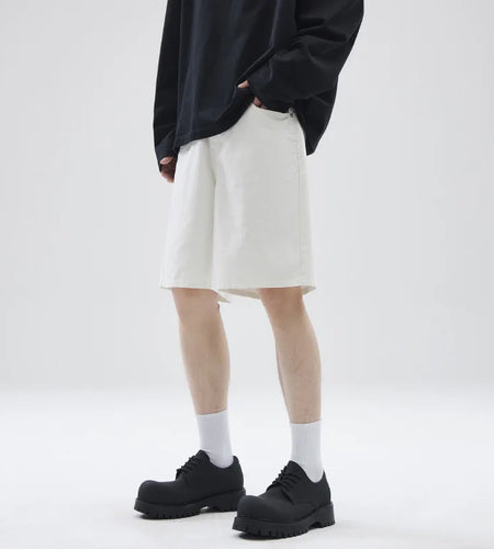 Men's Shorts American Vintage Straight Leg Solid Color Five Quarter Pants Simple Casual Handsome Trendy Summer 9W1324