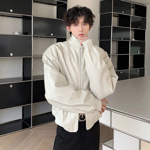 Load image into Gallery viewer, Fashion Men&#39;s Jackets Stand Collar Casual Solid Color Double-ended Zipper Loose Personalized Male Short Tops 9C9278
