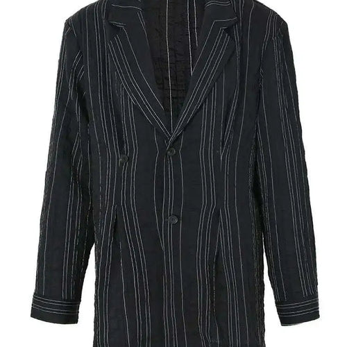 Load image into Gallery viewer, Women Black Pleated Big Size Thin Blazer New Lapel Long Sleeve Loose Fit Jacket Fashion Tide Spring Autumn 2025 1DF3148
