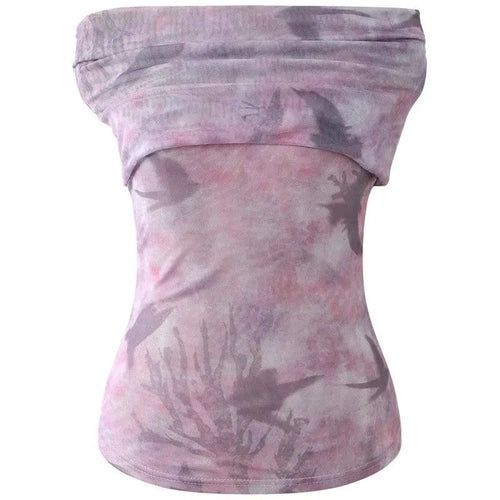 Load image into Gallery viewer, Shirts for Women's Y2k Tshirts Slash Neck Slim Fit Gauze Tees Ropa Mujer Fashion Summer Camisetas Tie-dye Sexy Korean T-shirt
