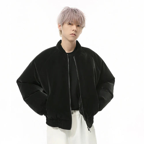 Load image into Gallery viewer, PU Leather Men&#39;s Padded Jackets Warm Round Collar Solid Color Loose Coats New Trendy Korean Short Cotton Tops Simple 9C9342
