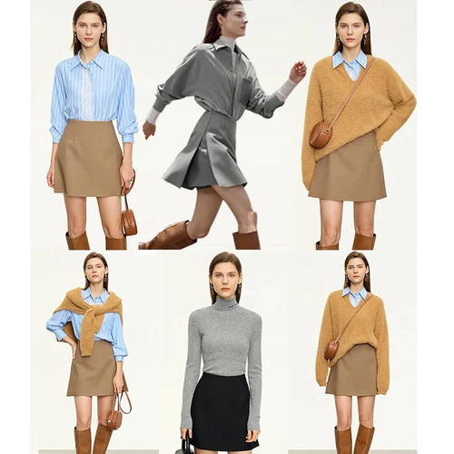 Load image into Gallery viewer, Minimalism Casual Shorts Skirts Women High Rase 2024 Autumn New Fashion Commuter Lady Straight Blazer A-Line Skirt 12343035
