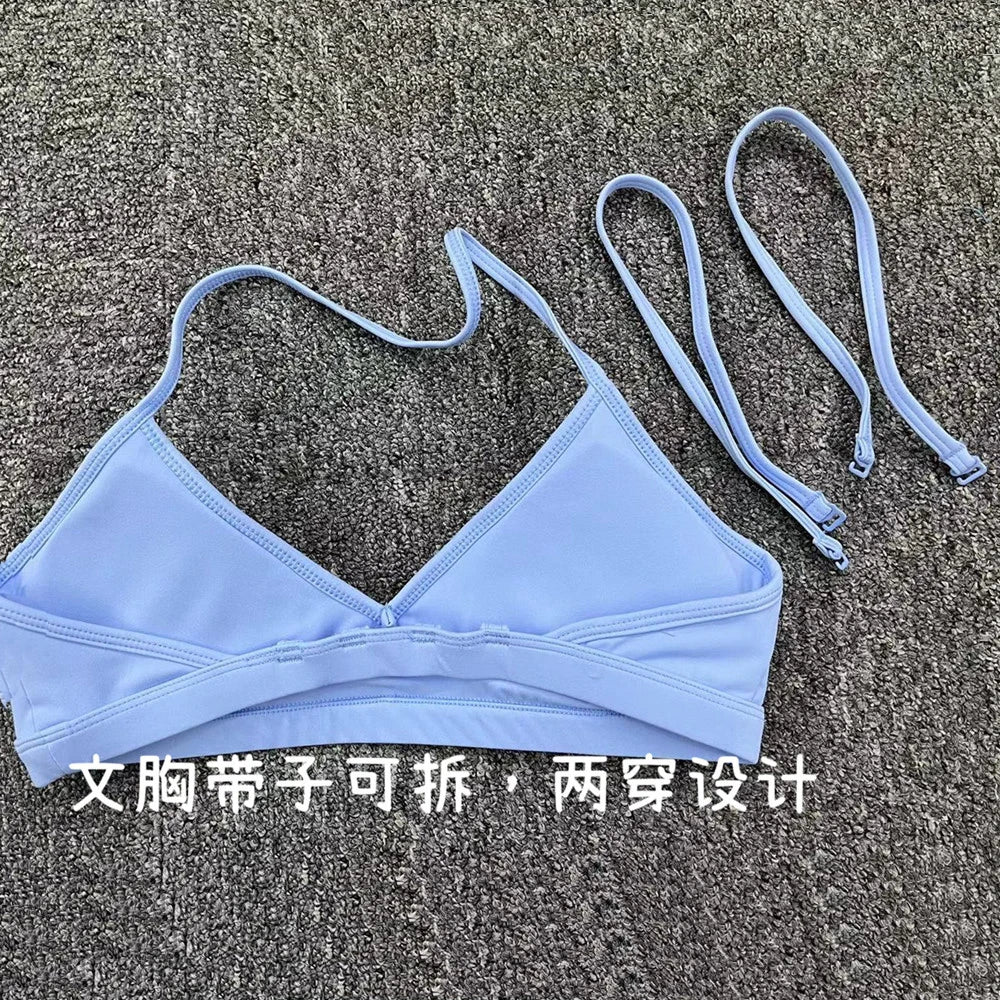 Pad Nylon Fitness High Impact Strap Gym Sport Bra Women Quick Dry Crop Top Push Up Workout Running Active Crop Tops Shirt