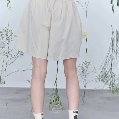 Load image into Gallery viewer, Women Brown Irregular Spliced Casual Wide Leg Shorts New High Waist Trousers Fashion Tide Spring Summer 2025 1DJ1433
