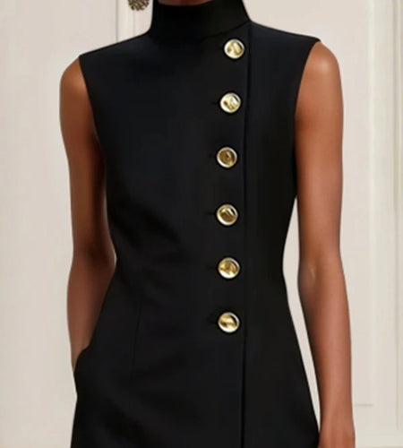 Summer Black Birthday Midi Dress for Women Clothing Urban Sleeveless High Neck Woman Elegant Formal Prom Dresses 2025