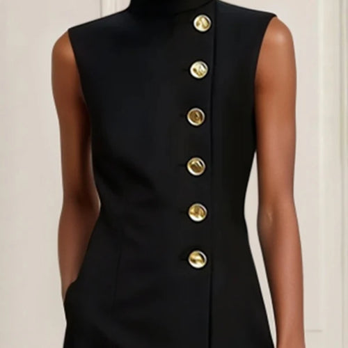 Load image into Gallery viewer, Summer Black Birthday Midi Dress for Women Clothing Urban Sleeveless High Neck Woman Elegant Formal Prom Dresses 2025
