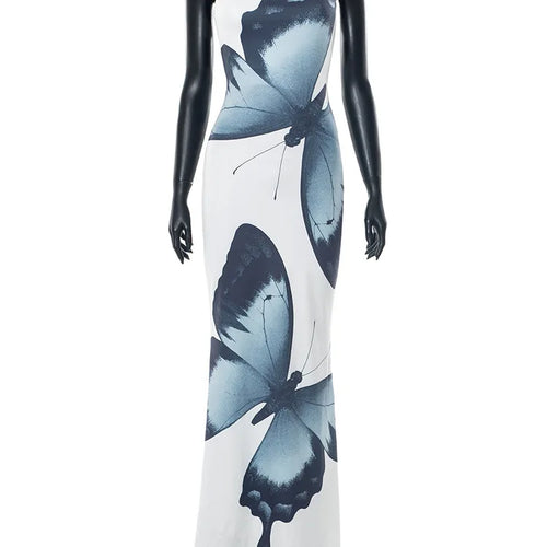 Load image into Gallery viewer, Off-shoulder Print Sexy Maxi Dress Women Summer New Strapless Sleeveless Backless High Waist Beach Holiday Long Dress
