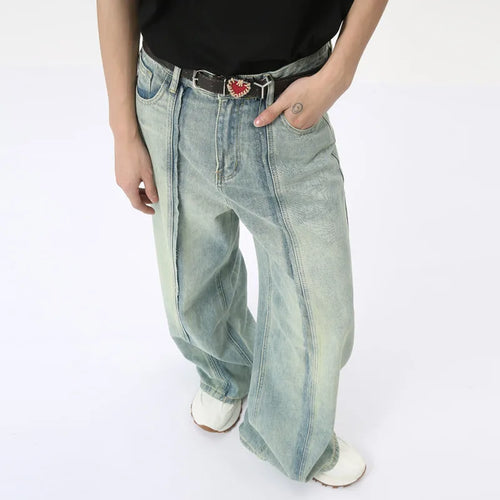 Load image into Gallery viewer, Fashion Men&#39;s Denim Pants Summer Straigth Casual Vintage High Street Loose Wide Leg Male Bottom Chic 9C6315
