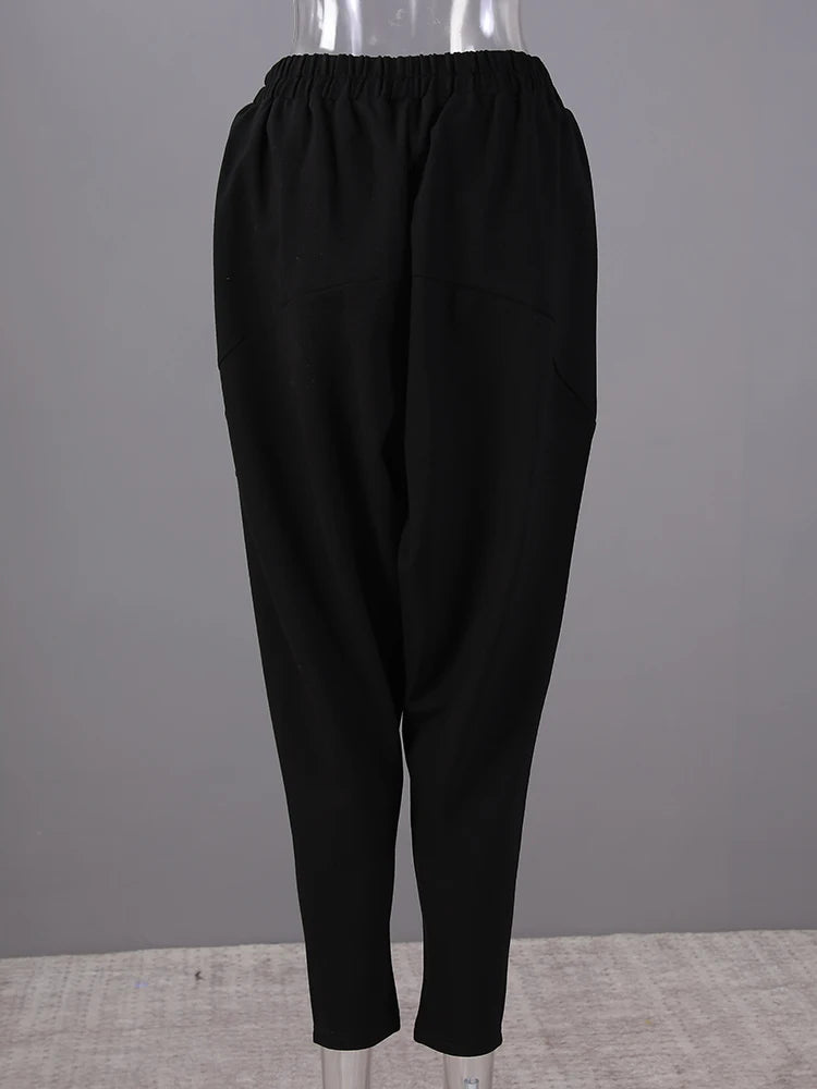 High Elastic Waist Black Leisure Long Harem Trousers New Loose Fit Pants Women Fashion Tide Spring Autumn 2025 1N479