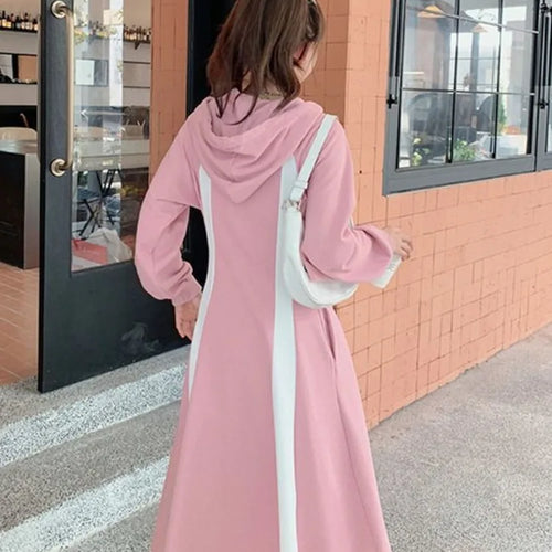 Load image into Gallery viewer, Korean Style School Hooded Dress Women Y2k Sport Casual Oversize Dresses Student Kpop Streetwear Autumn Witner
