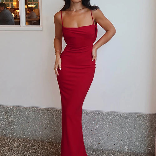 Load image into Gallery viewer, Spaghetti Strap Backless Sexy Maxi Dress Women Gown Summer New Fashion Solid High Waist Evening Beach Club Long Dress
