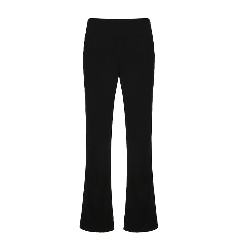 Casual Solid Knitted Straight Leg Women Trousers Streetwear Elegant Sweatpants Homewear All-Match Pants Outfits 2024