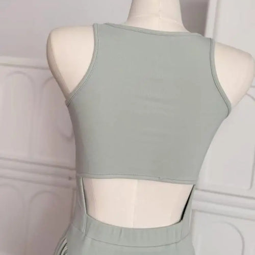 Load image into Gallery viewer, Summer Green Elegant Sleeveless Hollow Out Slim Pleated Long Dress Women's New Round Neck High Waist Vacation Vest Dress Fashion
