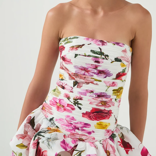 Load image into Gallery viewer, Hit Color Printing Slimming Dresses For Women Strapless Sleeveless High Waist Temperament Dress Female Fashion New
