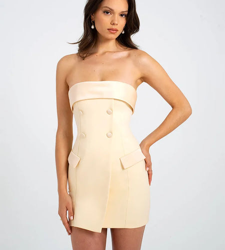 Elegant Suit  Bodycon Women Dress 2024 Autumn Winter New Sexy Strapless Skirt Fashion Party Club Backless Slim Dress