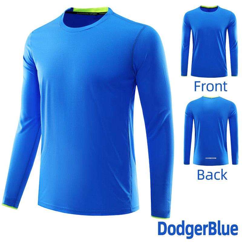 Men Running Sport Shirts Tops Long Sleeve Plus Size Tees Dry Fit Breathable Training Clothes Gym Sportswear Fitness Sweatshirts
