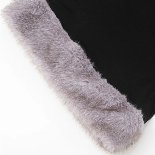 Load image into Gallery viewer, Patchwork Fur Hem Sexy Mini Dress Women Robe Fashion Black Summer New Sleeveless Backless Slim High Waist Sheath Dress
