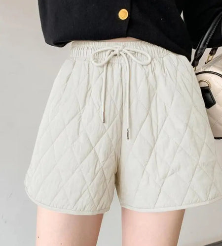 Solid Diamond Wide Leg Shorts Women Autumn Winter New Korean Elastic High Waist Casual Loose Vintage Harajuku Fashion Streetwear