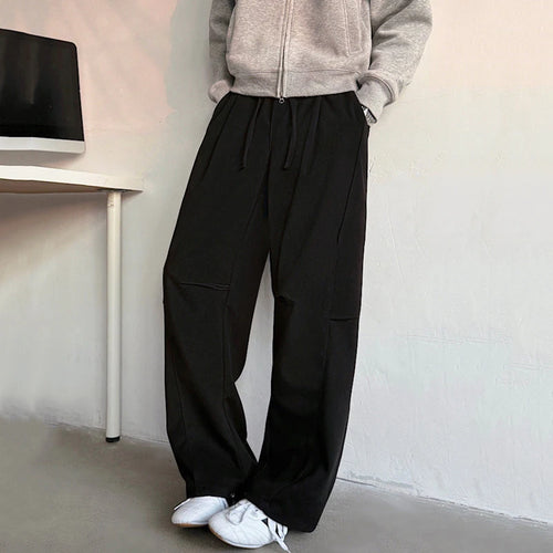 Load image into Gallery viewer, Woolen Men&#39;s Pants Casual Drawstring Solid Color Pockets Elastic Waist Loose Straight Leg Male Trousers 2024 Autumn 9C8922
