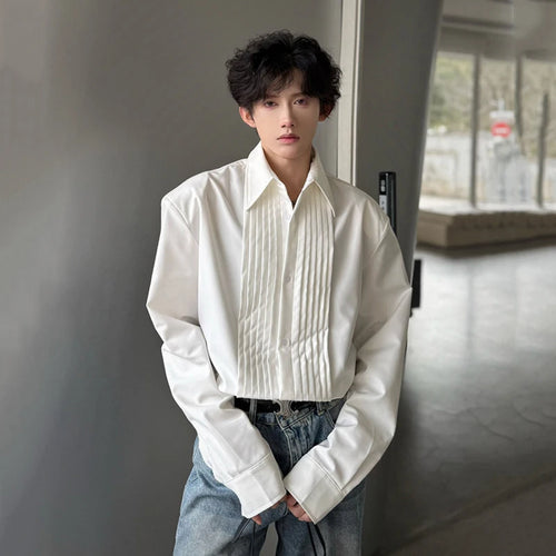 Load image into Gallery viewer, Men's Shirts Long Sleeve New Spring Fold Design Fashionable Turn-down Collar Male Single Breasted Clothing Spring 9W1756
