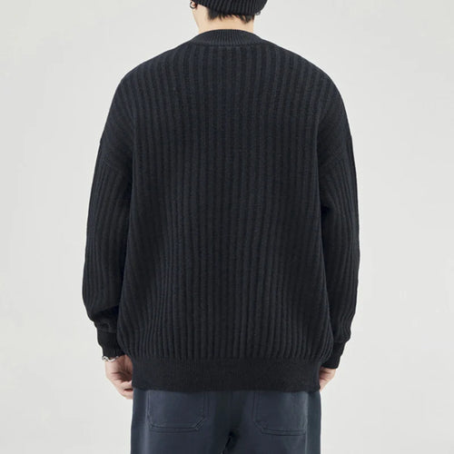 Load image into Gallery viewer, Men&#39;s Sweaters American O-neck Solid Color Male Pullover Loose Thick Casual Handsome Trendy Knitting Sweater New 9W1315
