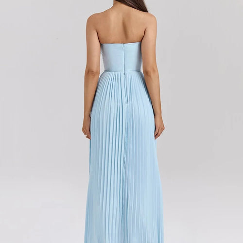 Load image into Gallery viewer, Off-shoulder Backless Pleated Maxi Dress For Women Fashion Strapless Sleeveless High Waist Bodycon Sexy Long Dress
