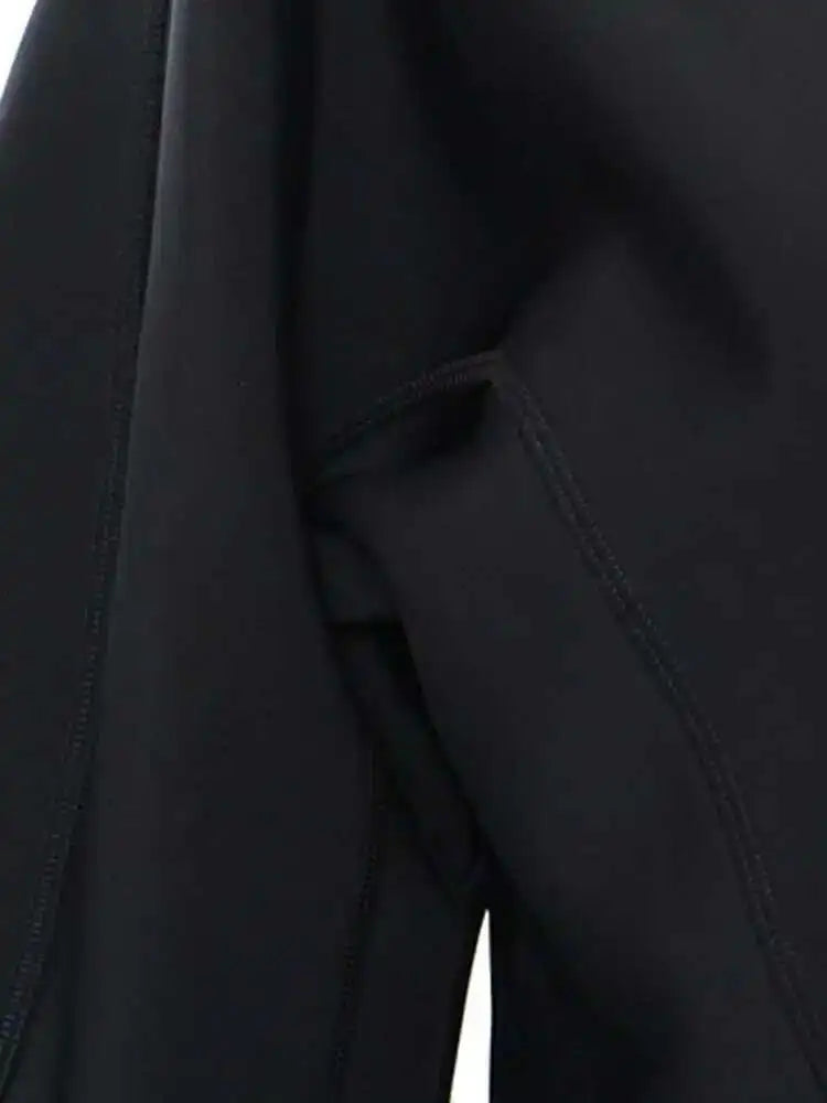 Black Zipper Irregular Shaped Casual Jacket New Lapel Long Sleeve Women Coat Fashion Tide Spring Autumn 2025 7AB4729