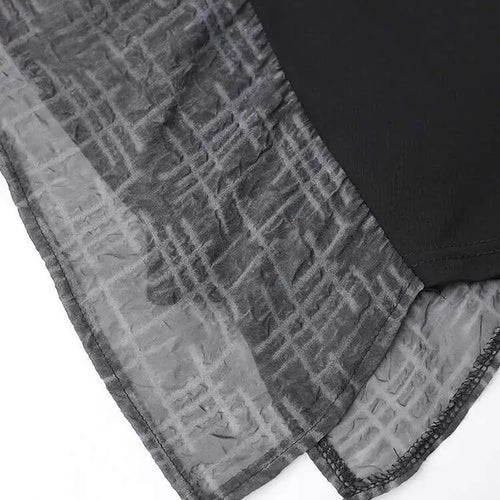 Load image into Gallery viewer, Women Black Irregular Spliced Big Size Casual T-shirt New Round Neck Short Sleeve Fashion Tide Spring Summer 2025 CPG1356
