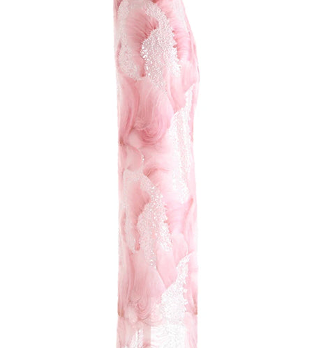 High Elastic Waist Blue Tie Dye Nailed Mesh Elegant Long Half-body Skirt Women Fashion Tide New Spring Autumn 20251DJ0705