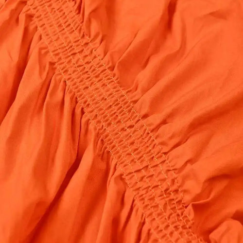 Load image into Gallery viewer, Women Orange Irregular Pleated Big Size Dress New Stand Collar Long Sleeve  Fashion Tide Spring Autumn 2025  1DF4807115
