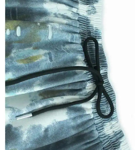 High Elastic Waist Blue Back Denim Tie Dye A-line Design Half-body Skirt Women Fashion Tide New Spring Autumn 2025 1DH9320