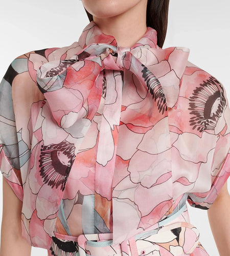 Fashion Printing Spliced Belt Long Dresses for Women Bowknot Neck Sleevesless Temperament Dress Female Clothing New