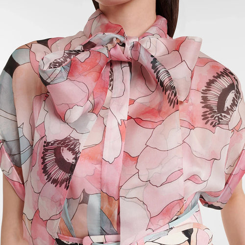 Load image into Gallery viewer, Fashion Printing Spliced Belt Long Dresses for Women Bowknot Neck Sleevesless Temperament Dress Female Clothing New
