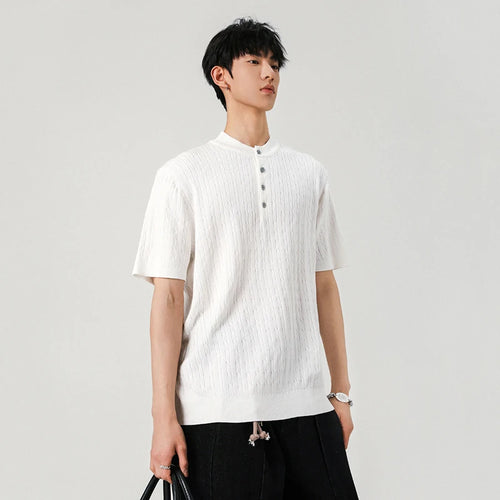 Load image into Gallery viewer, Men&#39;s T-shirts Short Sleeve Button Design New Korean Style Solid Color Round Neck Trendy Simple Male Tees 9W1938
