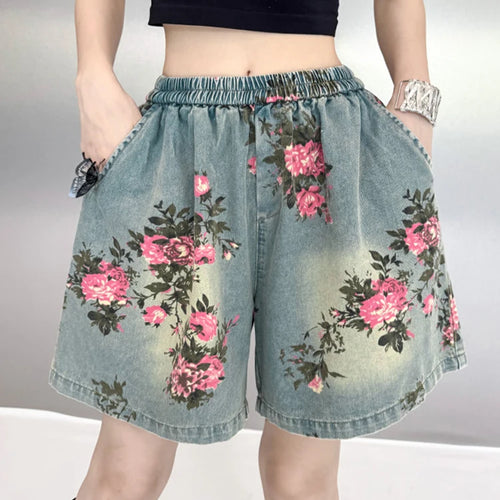 Load image into Gallery viewer, Blue Denim Shirt Wide Leg Shorts Two Piece Suit New Lapel Short Sleeve Women Fashion Tide Spring Summer 2025 1DH6138
