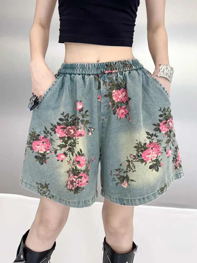 Blue Denim Shirt Wide Leg Shorts Two Piece Suit New Lapel Short Sleeve Women Fashion Tide Spring Summer 2025 1DH6138