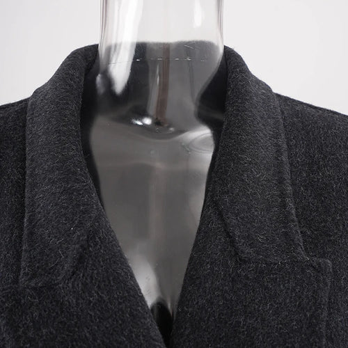 Load image into Gallery viewer, Dark Gray Cuff Fur Big Size Long Woolen Coat New Lapel Long Sleeve Women Jacket Fashion Tide Autumn Winter 2025 CPG2464
