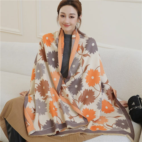 Load image into Gallery viewer, Warm Winter Scarf Cashmere Women Pashmina Design Print Shawls Wrap Female Thick Blanket Soft Bufanda Stoles Fashion
