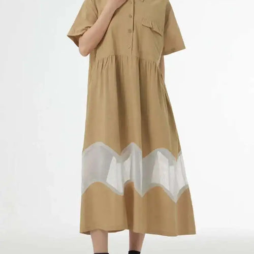 Load image into Gallery viewer, Women Blue Perspective Big Size Shirt Dress New Lapel Short Sleeve Loose Fit Fashion Tide Spring Summer 2025 1DF8791
