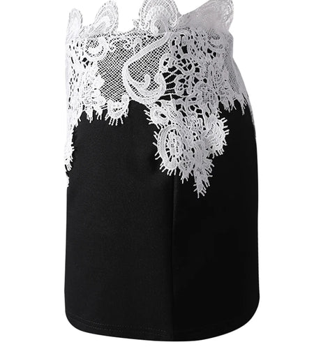 High Waist Black Lace Irregular Color-block Mini Half-body Skirt Women Fashion Tide New Spring Summer 2025 CPG3155