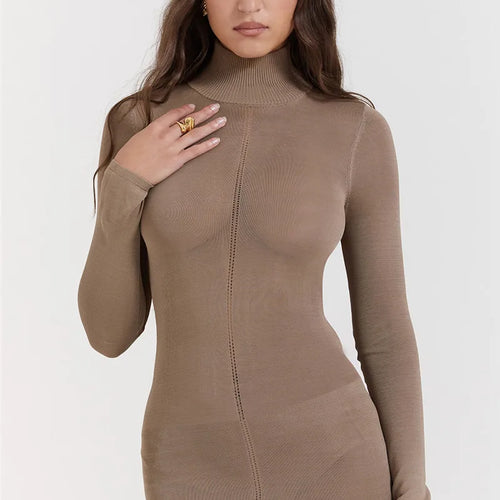 Load image into Gallery viewer, Turtleneck Backless Bodycon Midi Dress For Women New Autumn Winter Long Sleeve Club Party Sexy Long Dress Vestidos
