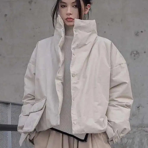 Load image into Gallery viewer, Apricot Big Size Warm Cotton-padded Coat Long Sleeve Loose Fit Women Parkas Fashion Tide New Autumn Winter 2025 1DF2663
