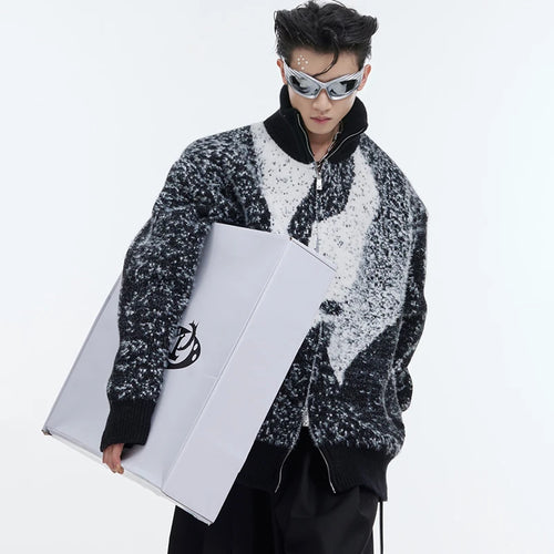 Load image into Gallery viewer, Men&#39;s Sweater Casual Stand Collar Plush Contrast Color Zipper Male Knitting Cardigan Chic Winter Jackets New Trendy 9C4432

