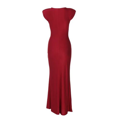 Load image into Gallery viewer, Sleeveless Ruched Sexy Maxi Dress For Women Gown Fashion Solid O Neck High Waist Bodycon Club Long Dress Vestido
